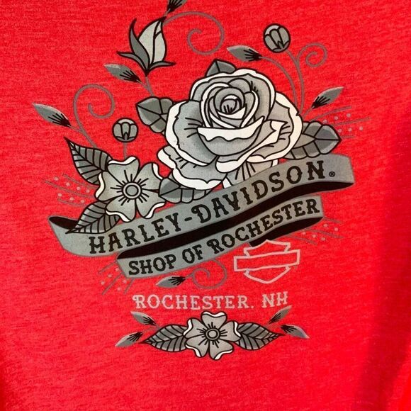 Harley Davidson Red Long Sleeve Tee Medium  New Hampshire, Laconia, Bike Week - Picture 9 of 12